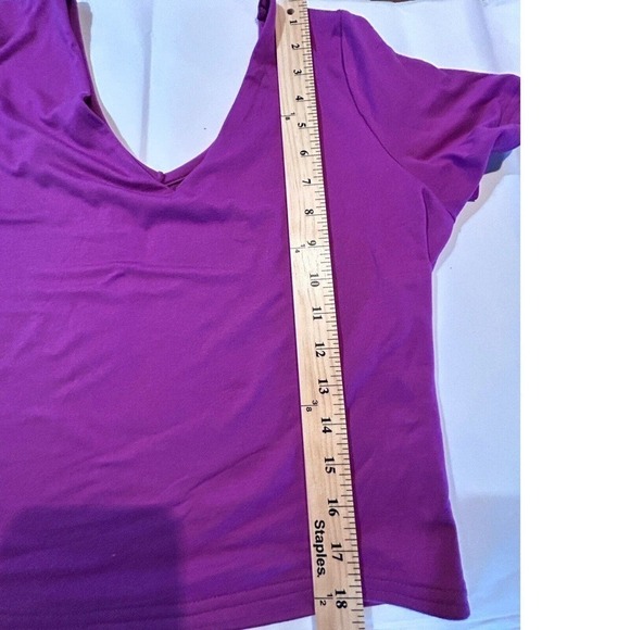 Set of Brit & Bri Women Size L One Black & One Pink Neck Crop Top Short Sleeves - Picture 6 of 14